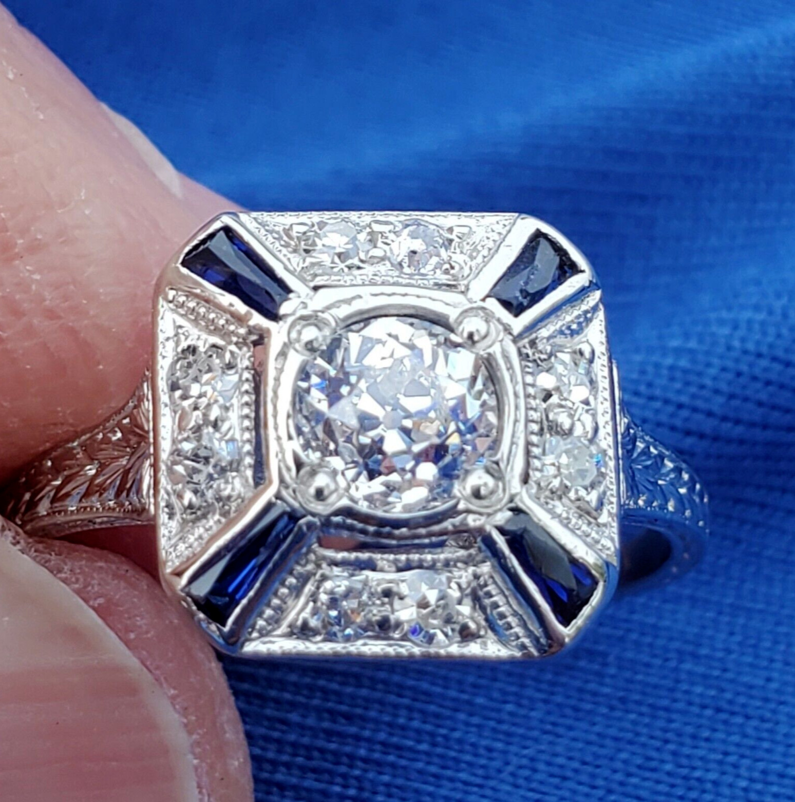 Original EARTH MINED DIAMOND Deco PLATINUM Engagement Ring Vintage Solitaire 5