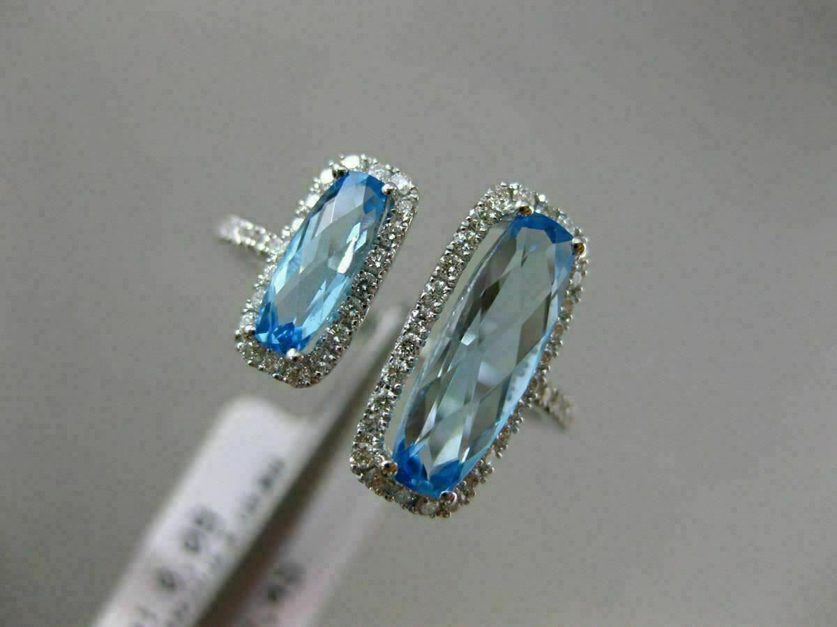 ESTATE LARGE 2.34CT DIAMOND & AAA BLUE TOPAZ 14K WHITE GOLD DOUBLE HALO FUN RING