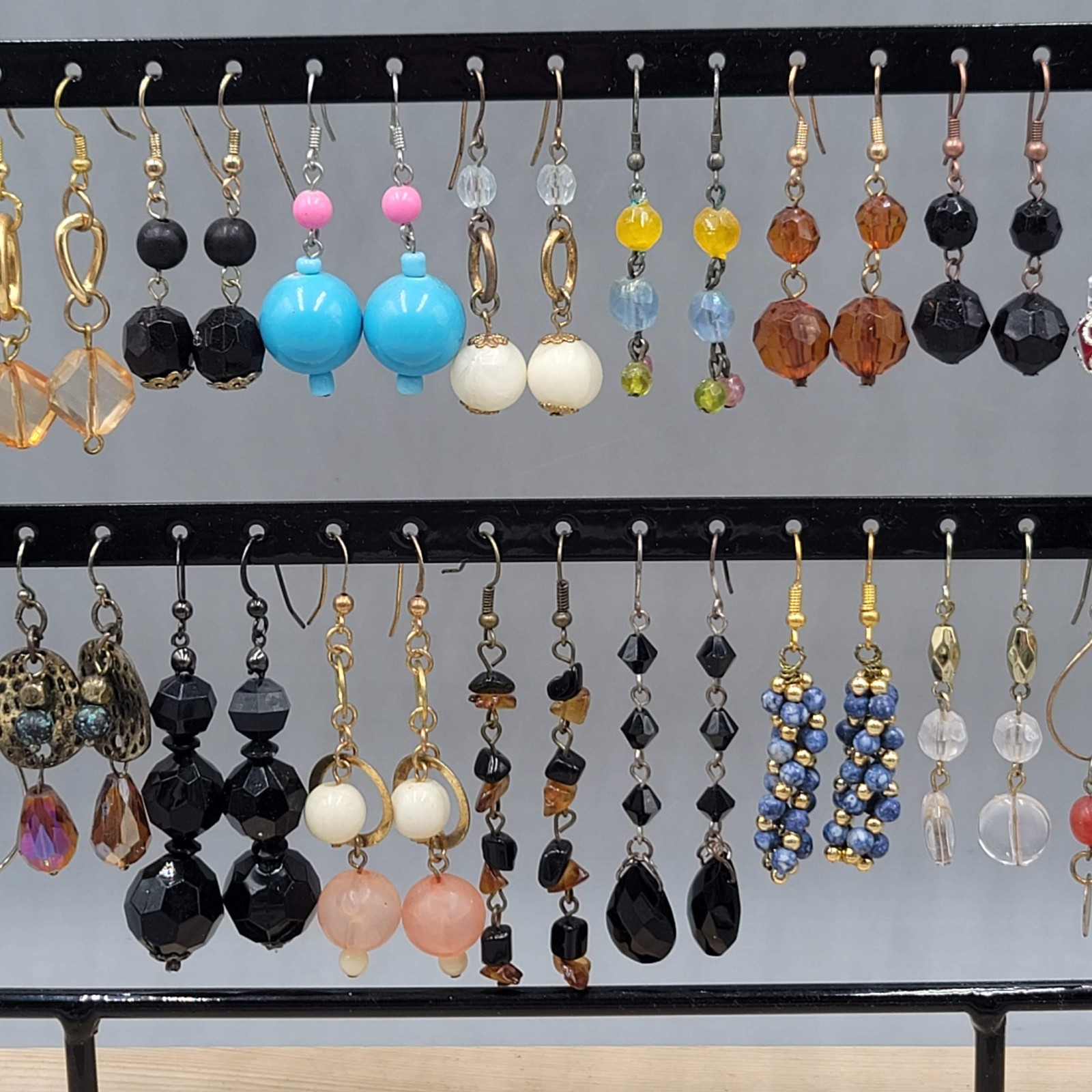 Lot of 44 Beaded Pierced Earrings Multi color ALL Dangle 11