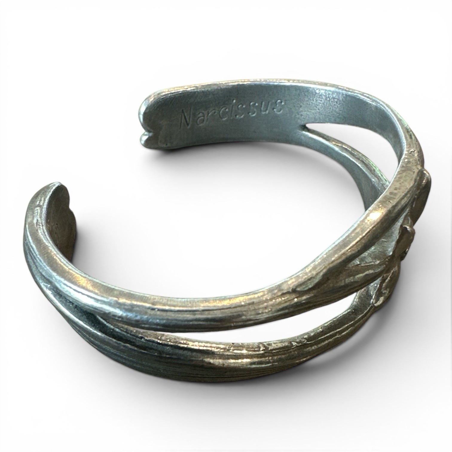 Salisbury Pewter Cuff December Narcissus Bracelet Wide 3D 7″