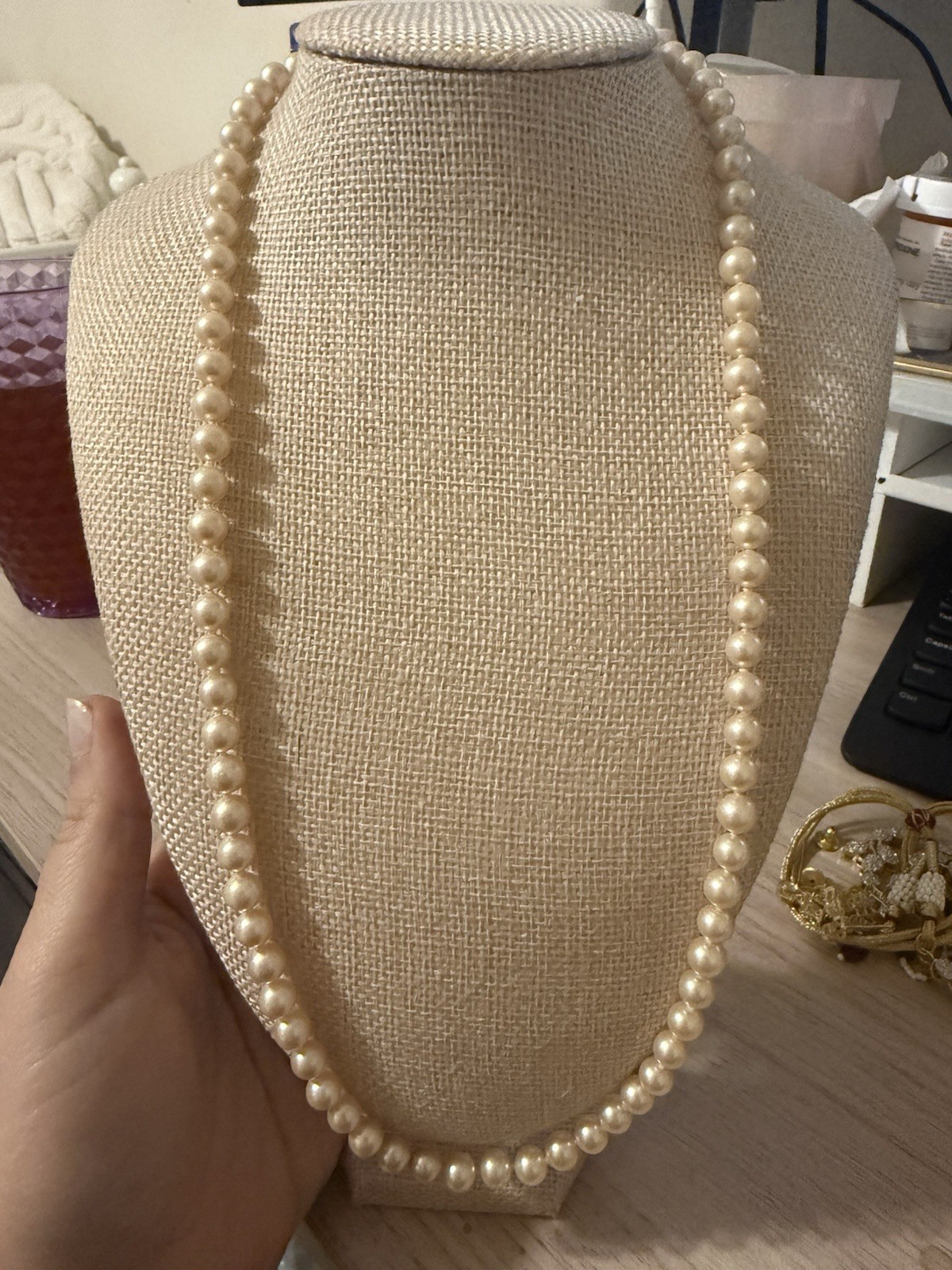 Vintage Pearl Necklace Lobster Claw Clasp Silver Tone