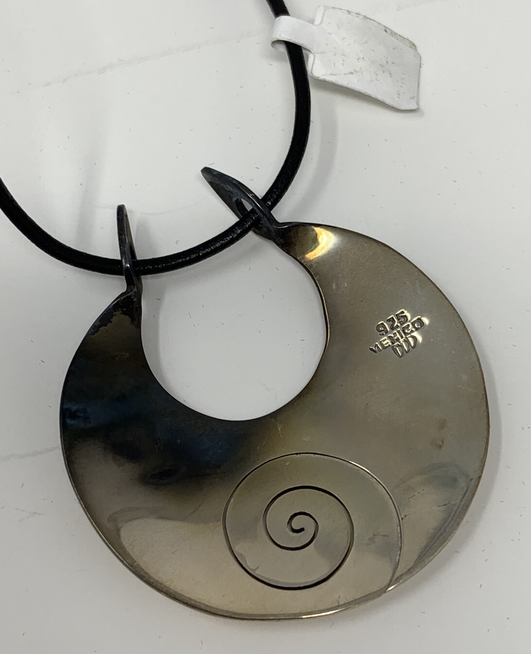 Dominique Dinouart Sterling Silver Pendant Necklace Leather Cord 925 Mexico