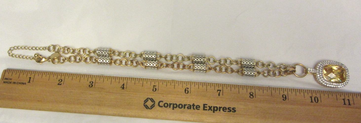 VTG REAL COLLECTIBLES BY ADRIENNE Necklace Yellow Citrine Crystal in Box