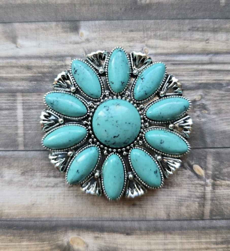 Magnetic Brooch, Faux Turquoise stone. Western Jewelry, Scarf, Hat Magnetic Pin