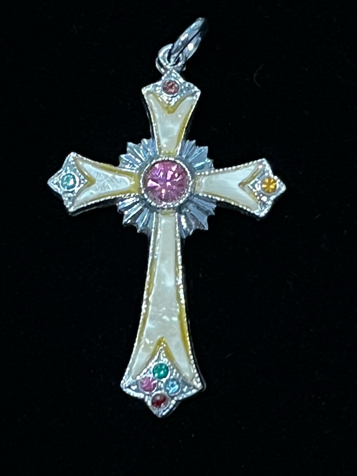 Vintage Christmas Pendant Charms Enamel & Rhinestone Ac Tree Cross Star Lot of 8