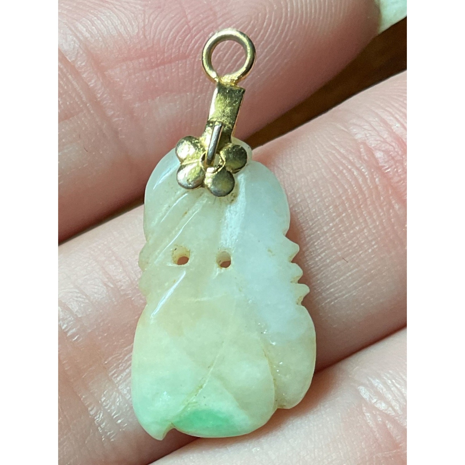 Vintage Jadeite Jade Carved Necklace Pendant