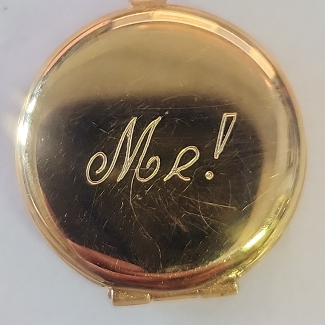 Vintage Locket Necklace Etched Kathy Gold Filled Enamel Accents 18″