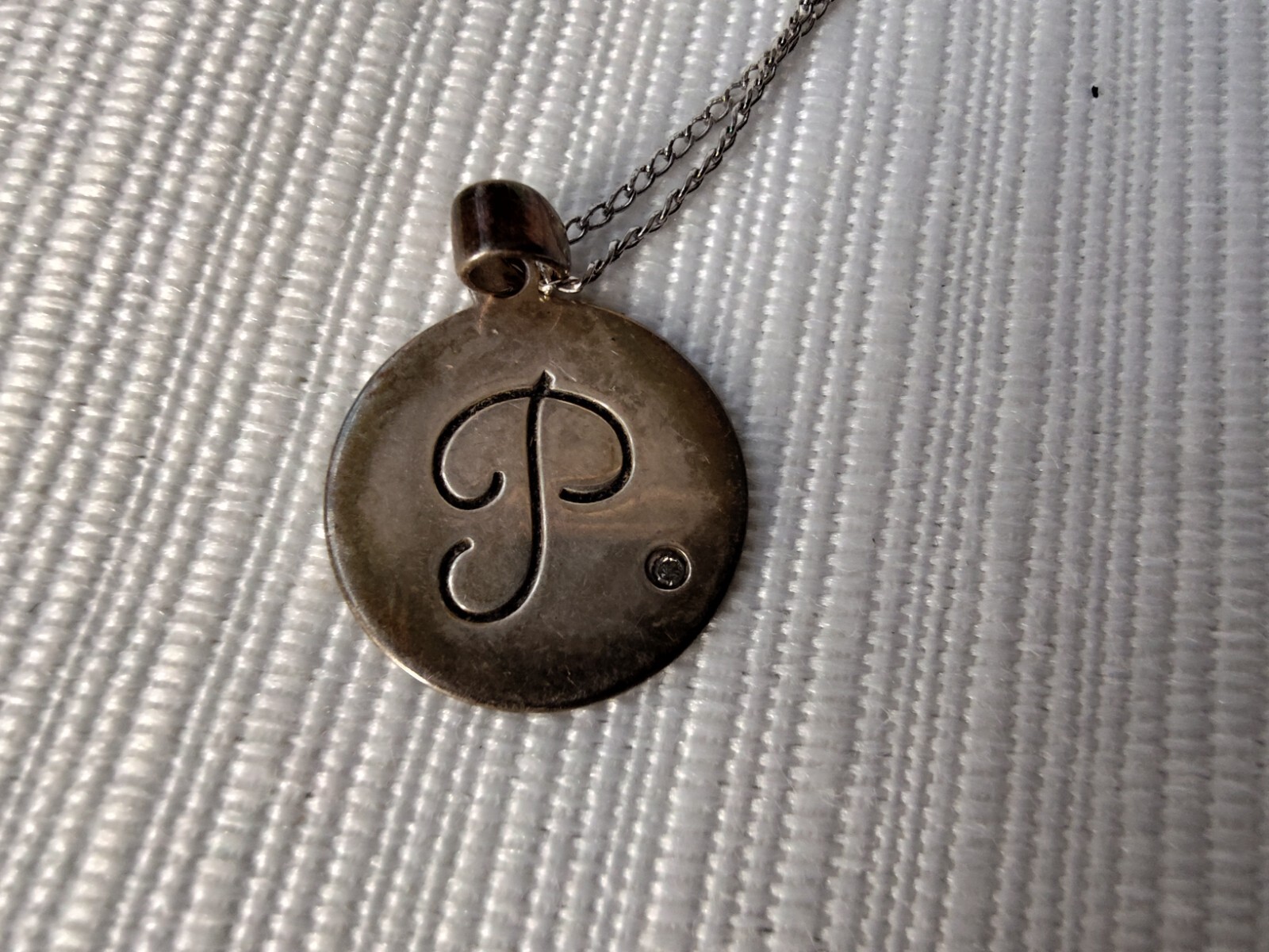 NVC Nataliya V Collister Silver 925 Round Letter “P” Pendant On Silver Chain