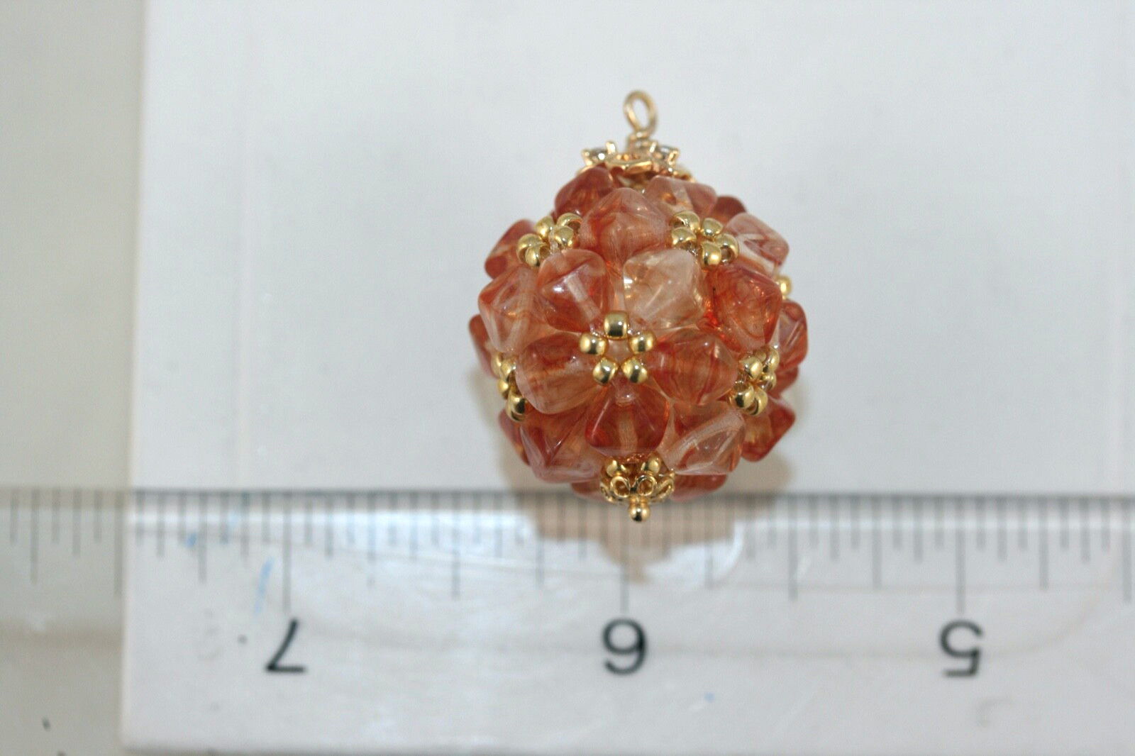 Vintage Czech Fire-polished Glass Beads Beaded Flower Ball