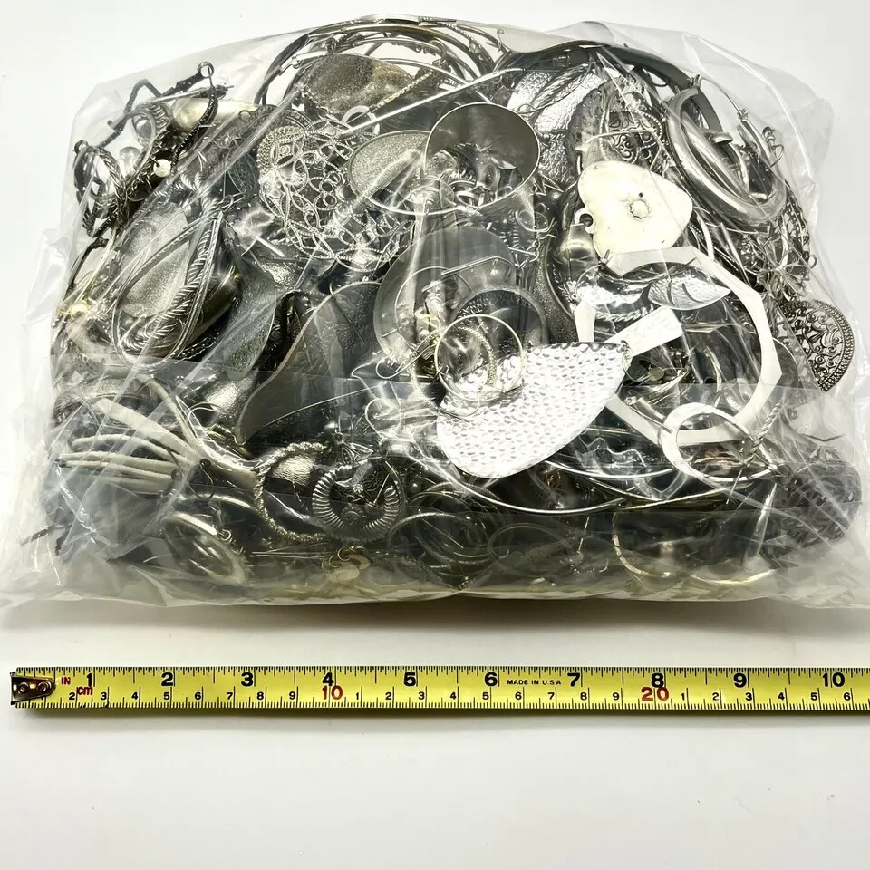 1 Pound “SILVERTONE” Jewelry – Bulk Scrap pieces-lot#10A5