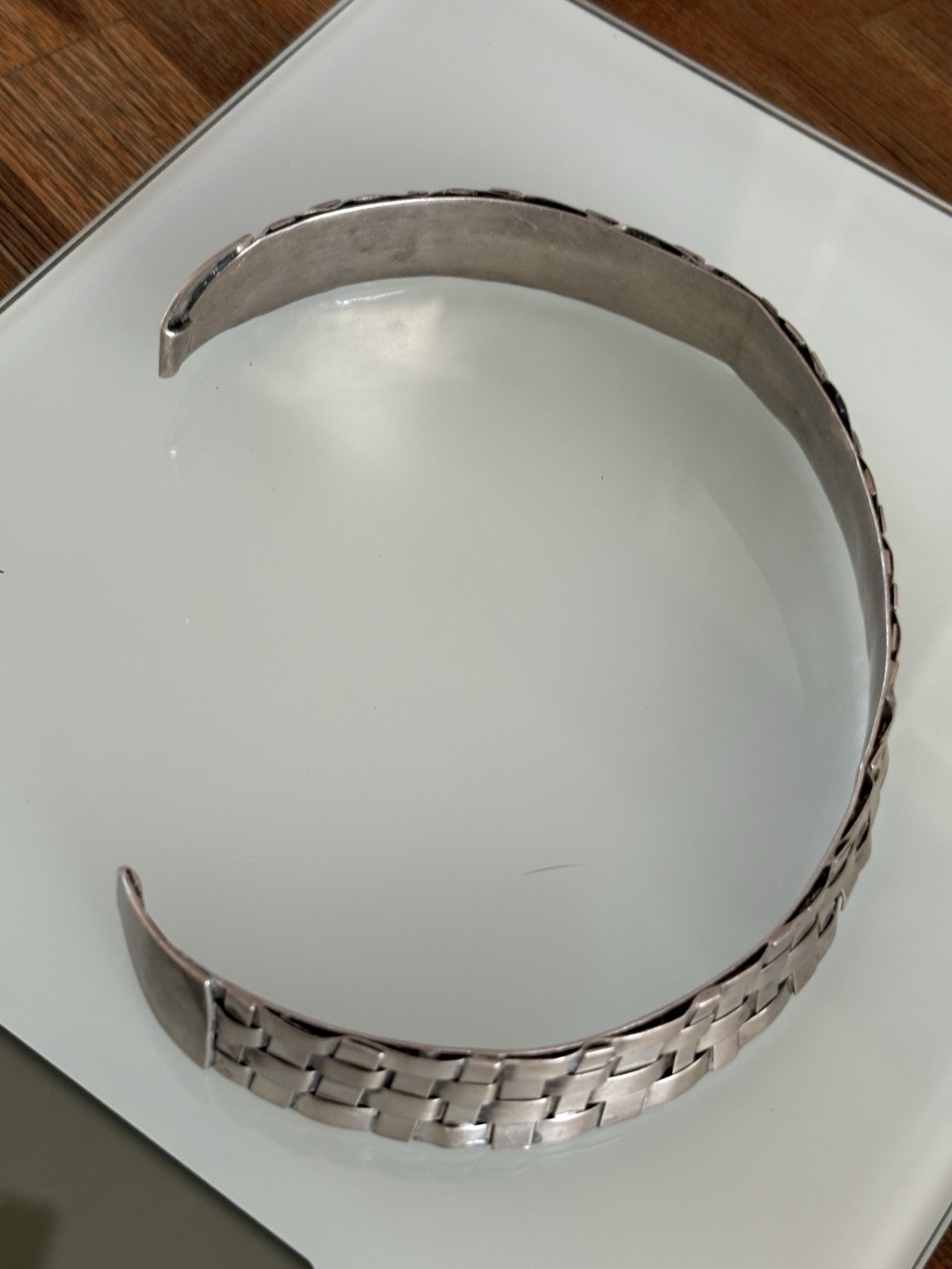 VTG Celia Sebiri Sterling Silver 15″ Necklace Heavy Woven Collar Choker 64 Grams