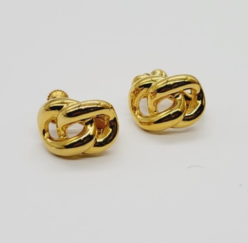 NAPIER Knot Screw Back Clip On Earrings Gold tone .6 in Intertwined Vintage