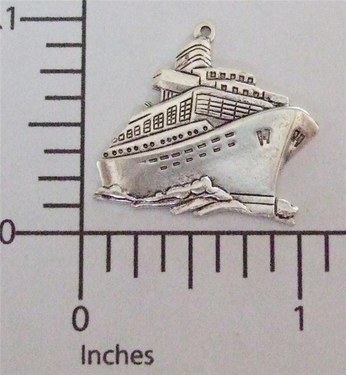 57894 Matte Silver Oxidized Cruise Ship Charm Jewelry Finding