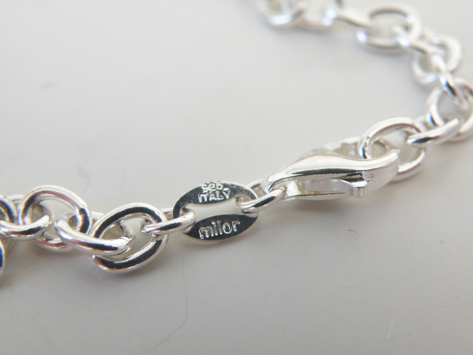 Milor Italy Sterling Silver 925 Italian Coin Charm Rolo Link Heavy Necklace 20″