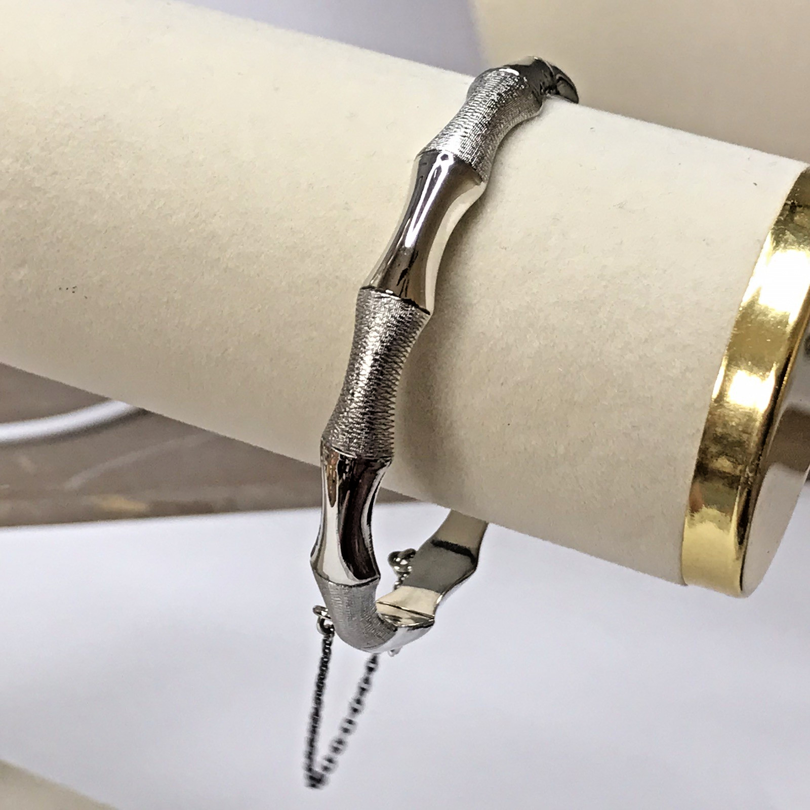 VINTAGE STERLING SILVER BAMBOO Bracelet HINGED 10.06grams