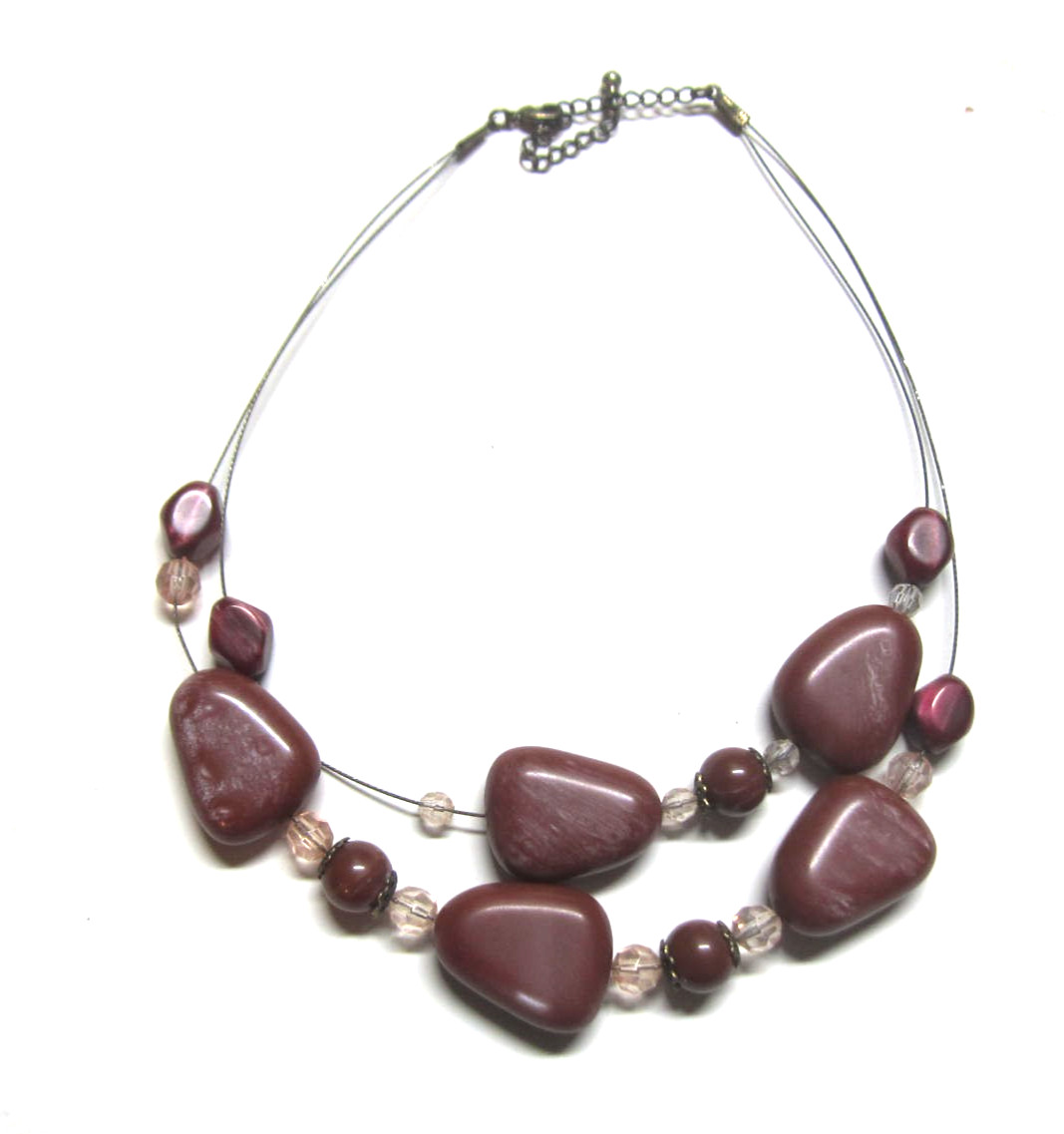 Chunky Beads Double Strand Layered Necklace Costume Jewelry Vintage