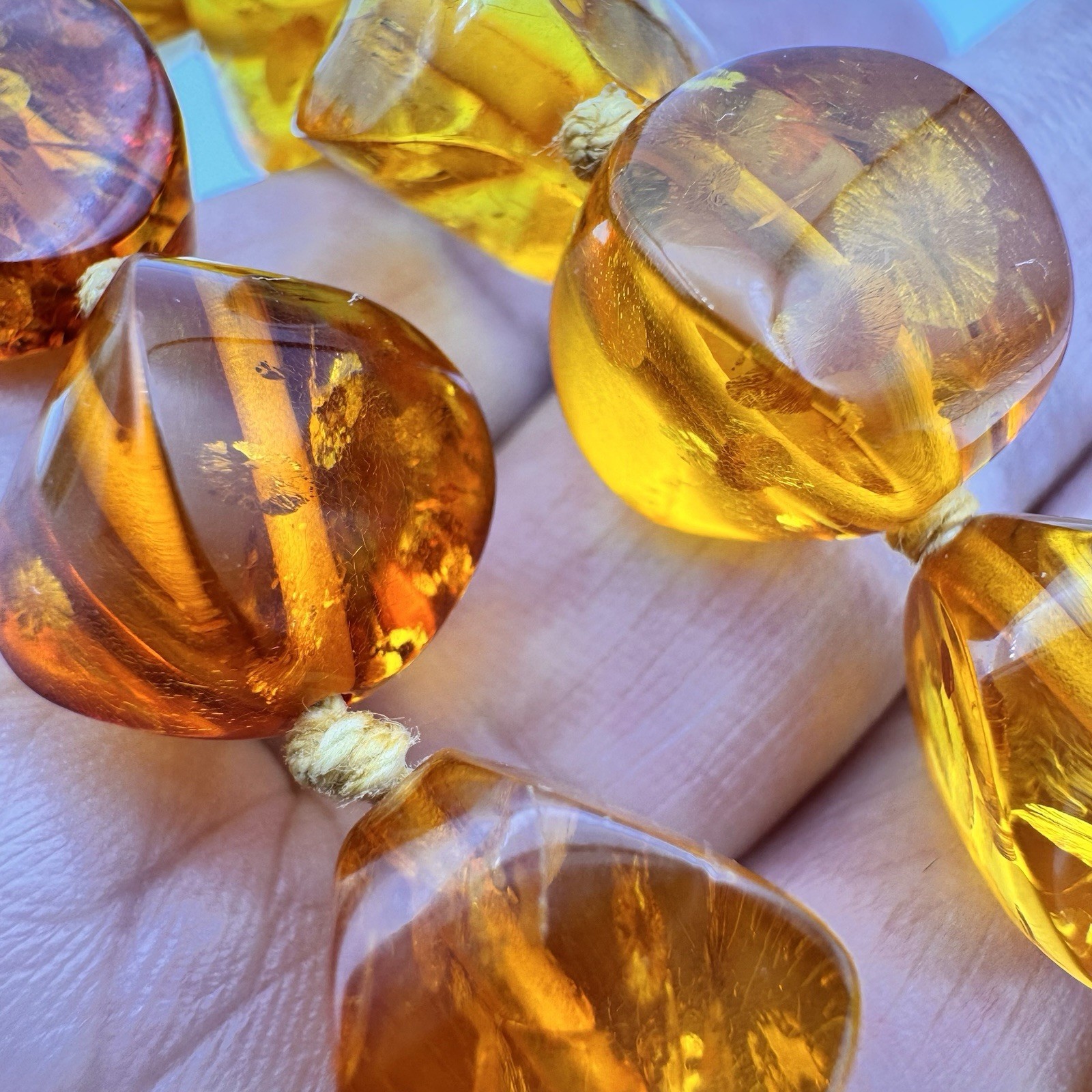 Authentic Honey Baltic Amber Necklace with 14k Solid Gold Clasp~25″