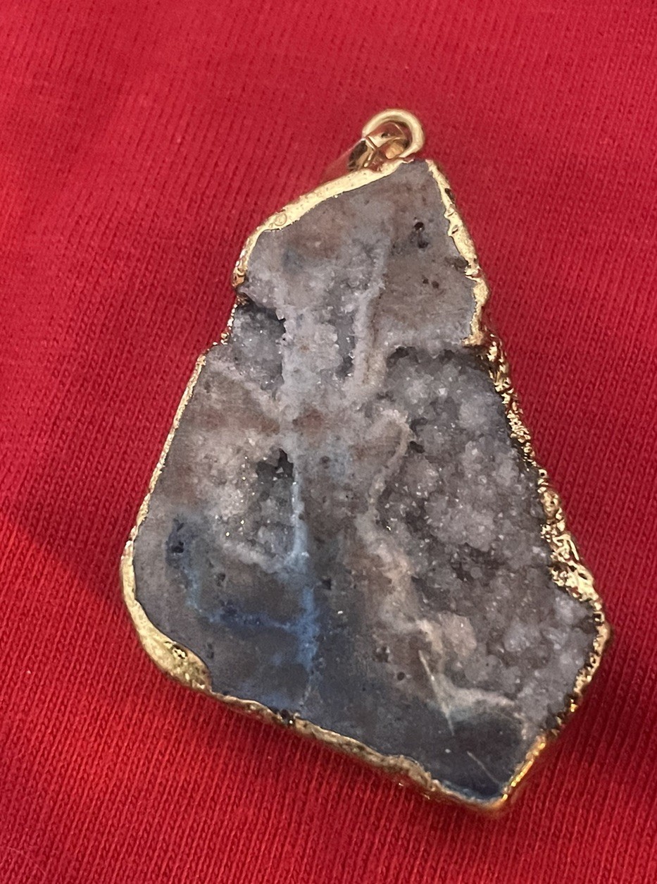 Gorgeous Purple Gray Slice of a Geode-Pendant Setting-Handmade (8)
