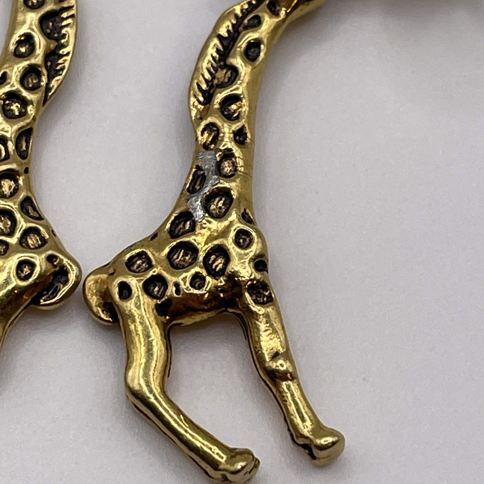 Earrings Vintage Giraffe Metal Gold Tone Animals Stud Pierced Jewelry