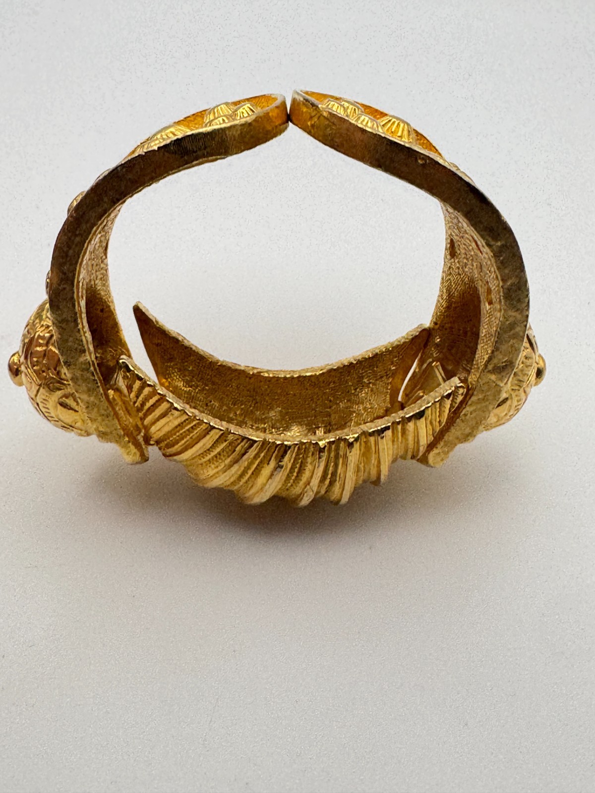 Vintage Kenneth Lane Clamper 1960s Etruscan Bracelet Gold Plated Heavy Cuff KJL