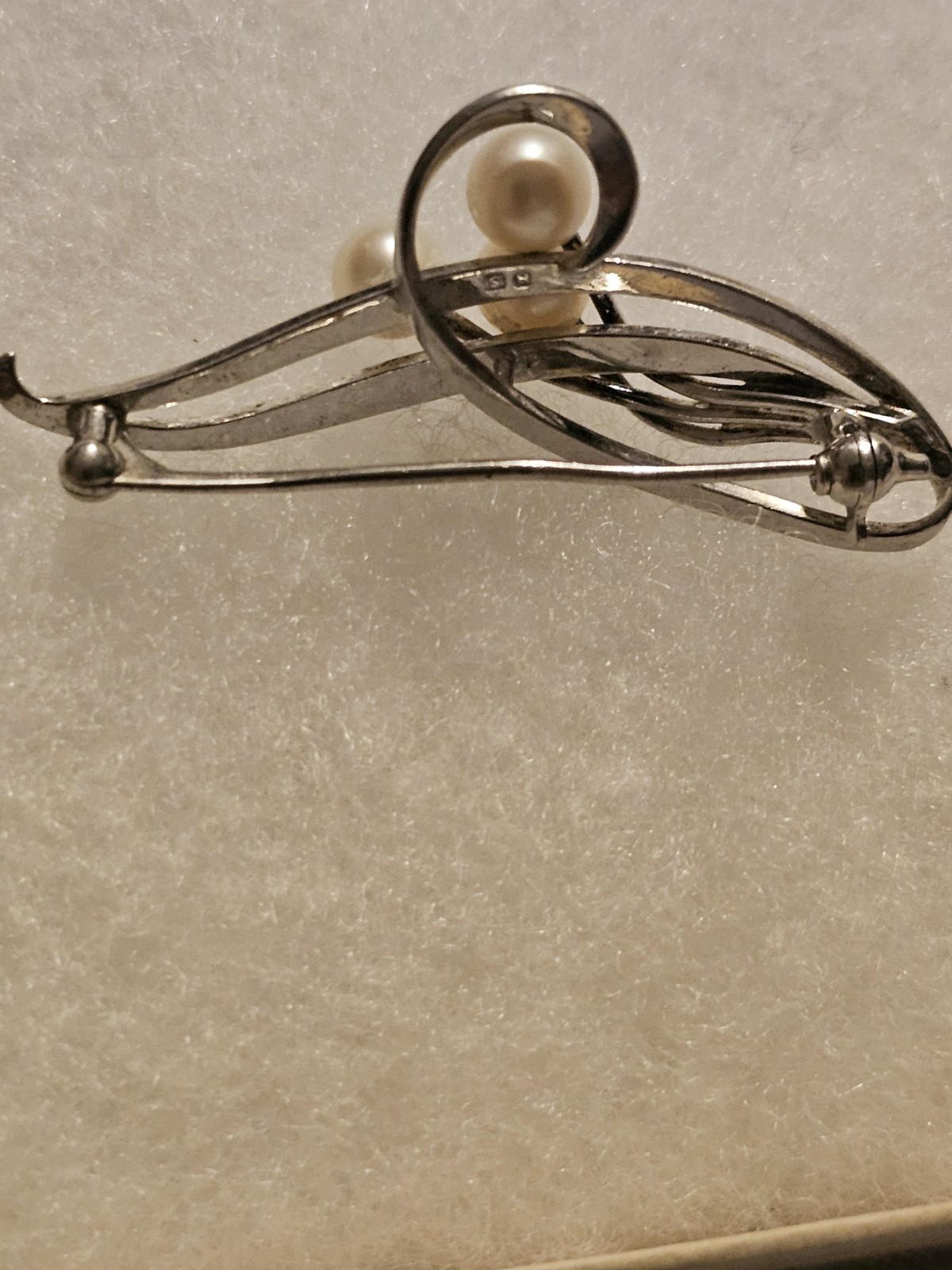 Mikimoto Sea Pearl Akoya sterling silver Brooch Japan,1980s, 3.9 g. Vintage.