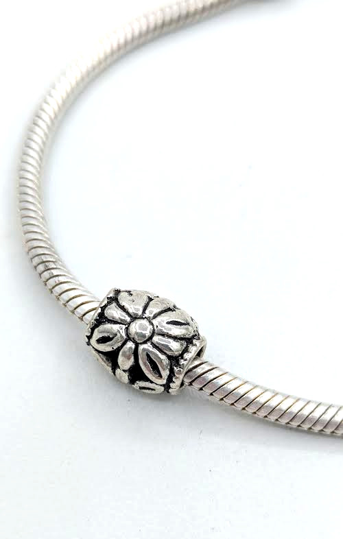 Vintage Charm Bracelet Sterling Silver Snake Chain Starter Bracelet 7.25″