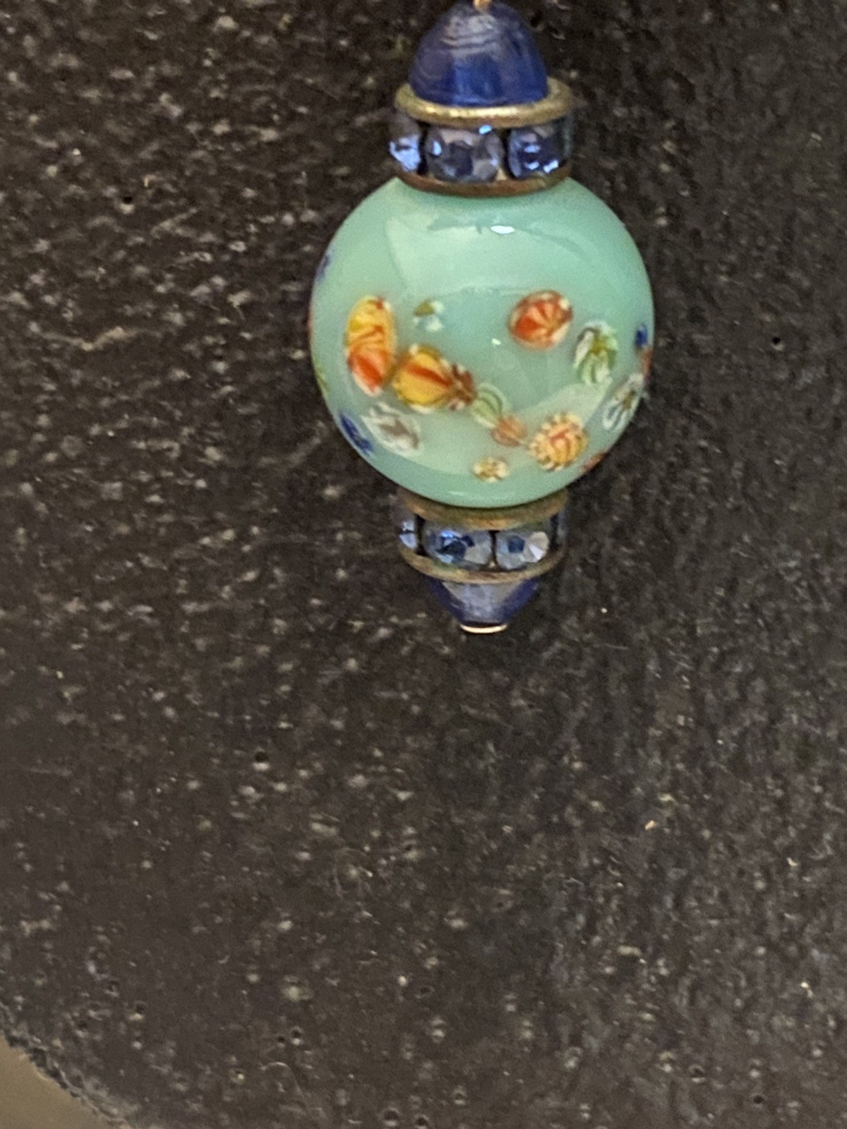 Vintage Asian Themed Colorful Ronde Bosse Enamel Art Glass Rhinestone Earrings