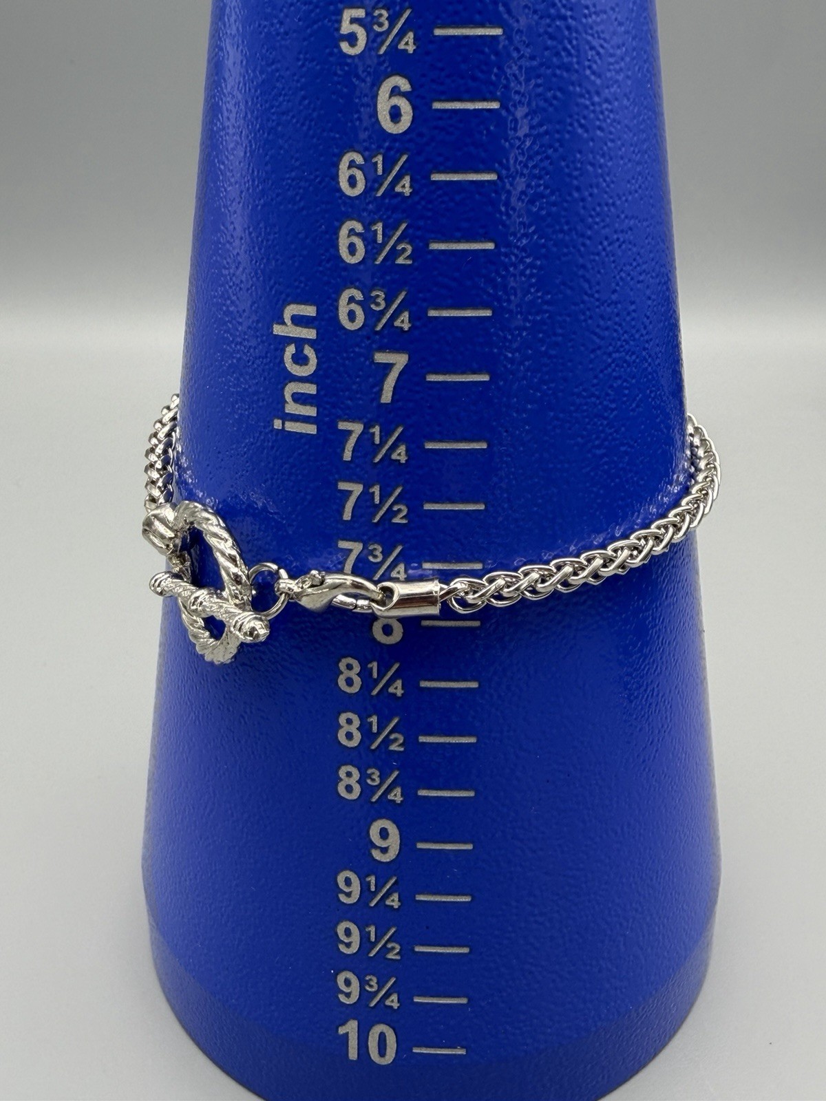 Vintage Silver Tone Chain Bracelet Toggle Clasp Textured Ring