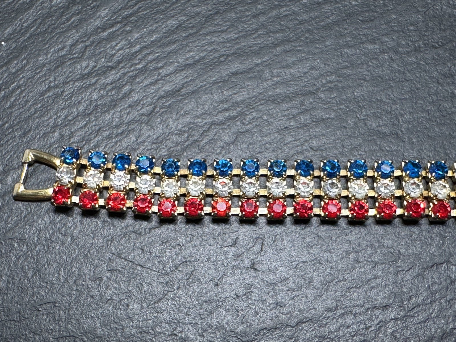 THREE DIFFERENT VINTAGE PATRIOTIC RED WHITE BLUE BRACELETS H901