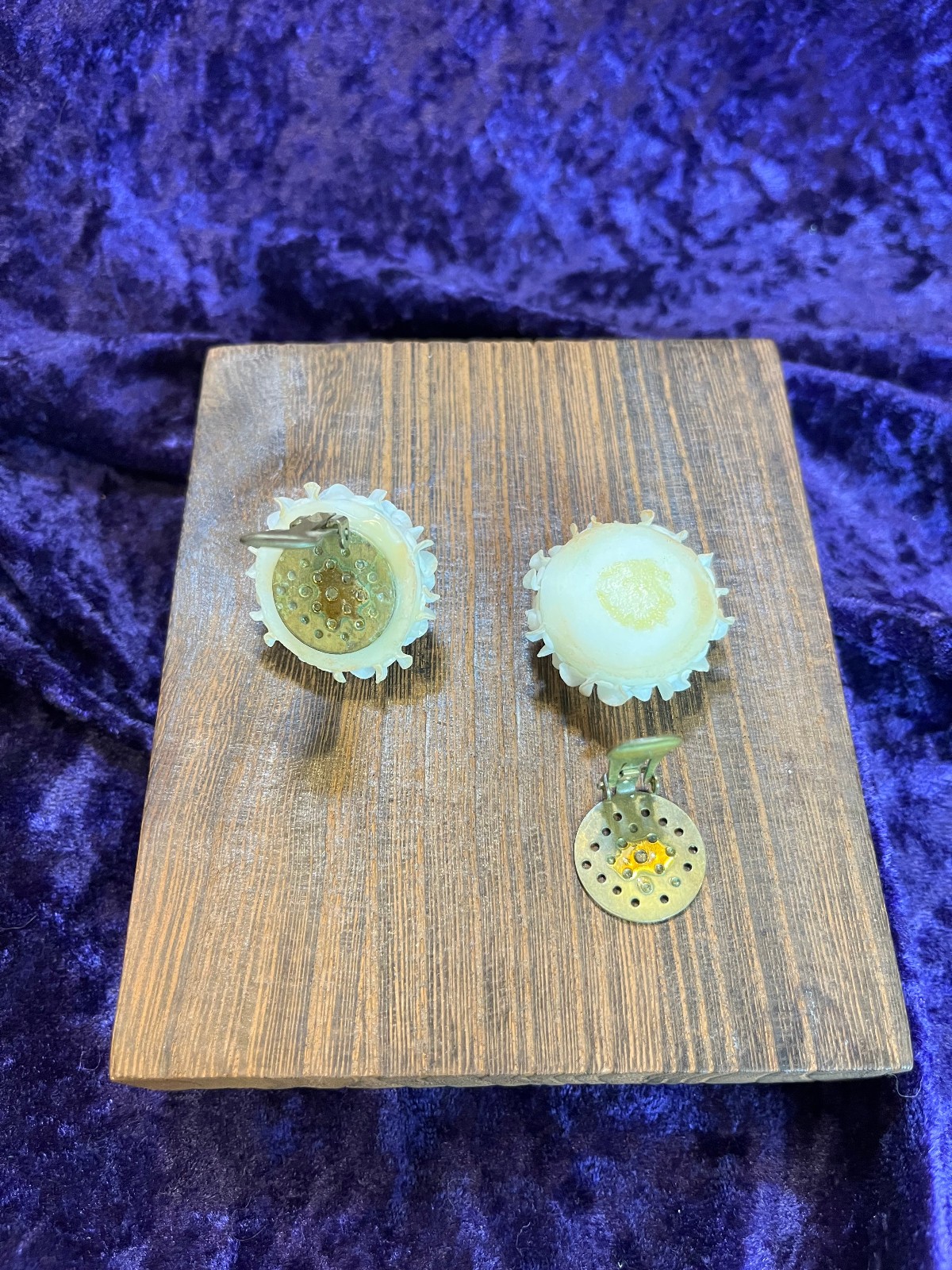 Vintage (1930’s-1950’s) Flower Clip-on Earrings, Very Interesting Earrings