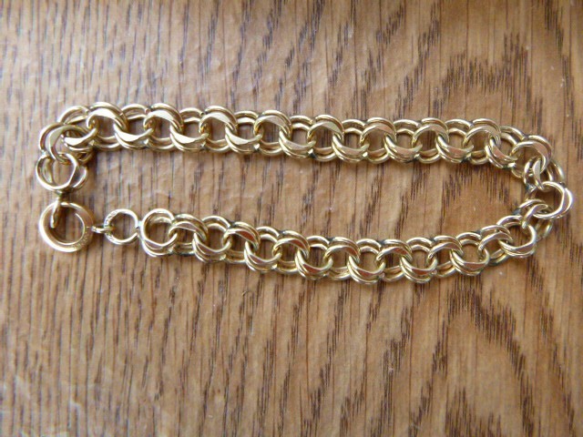 Vintage 7 3/4” Double Link 1/20 12K Gold Filled Charm Starter Bracelet