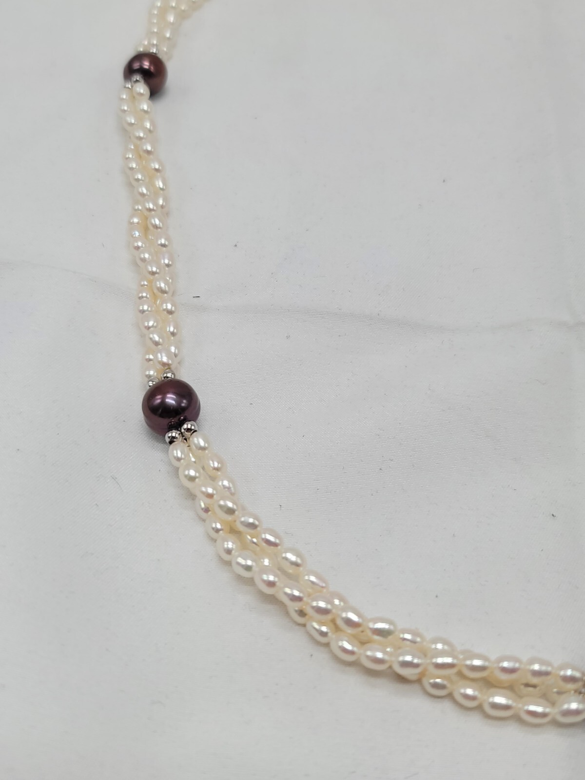 IPS Pearl 3 Strand Sterling Silver Necklace HSN Jewelry New In Box