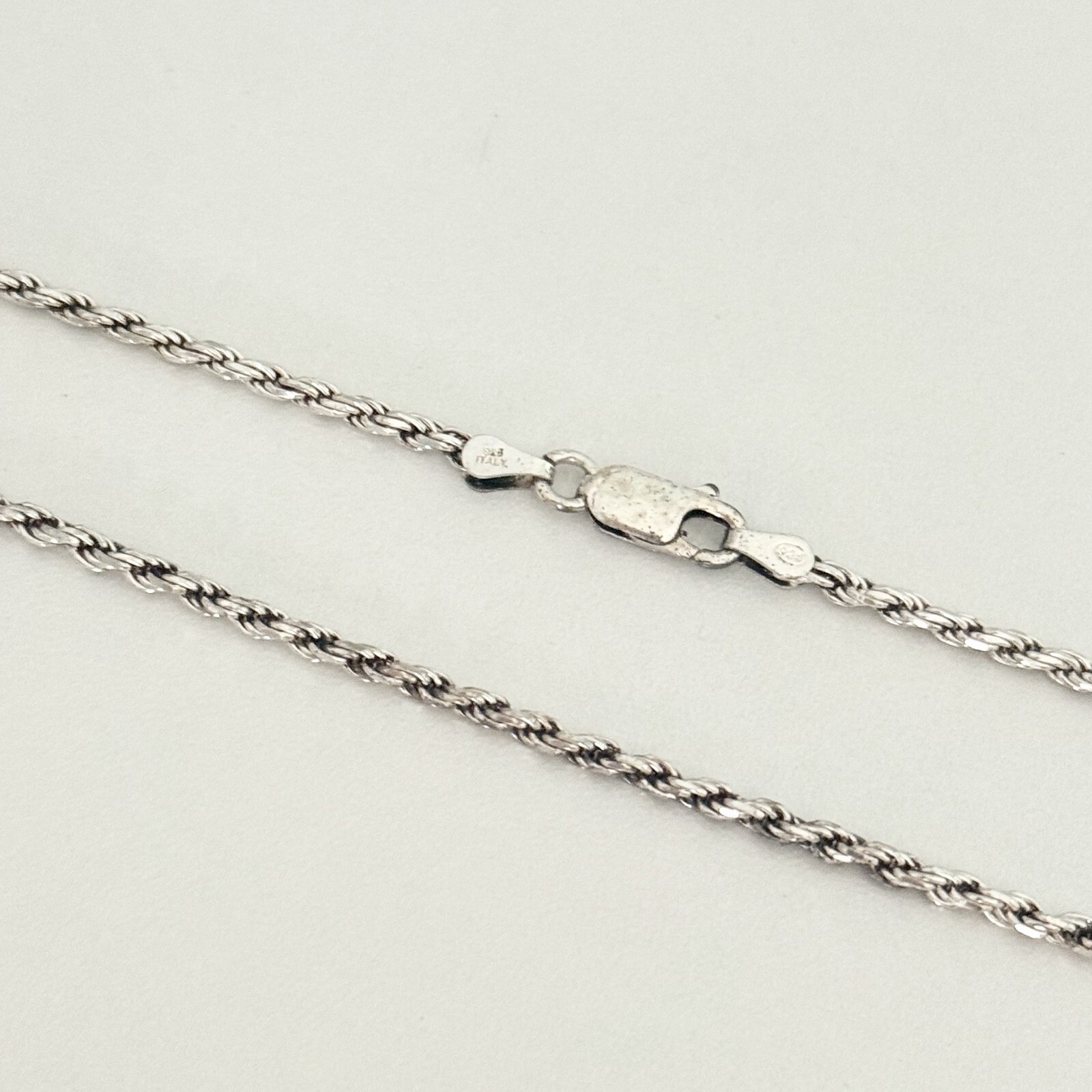 Vintage 925 Italy Sterling Silver Twisted Rope Chain Link Necklace 17.5″