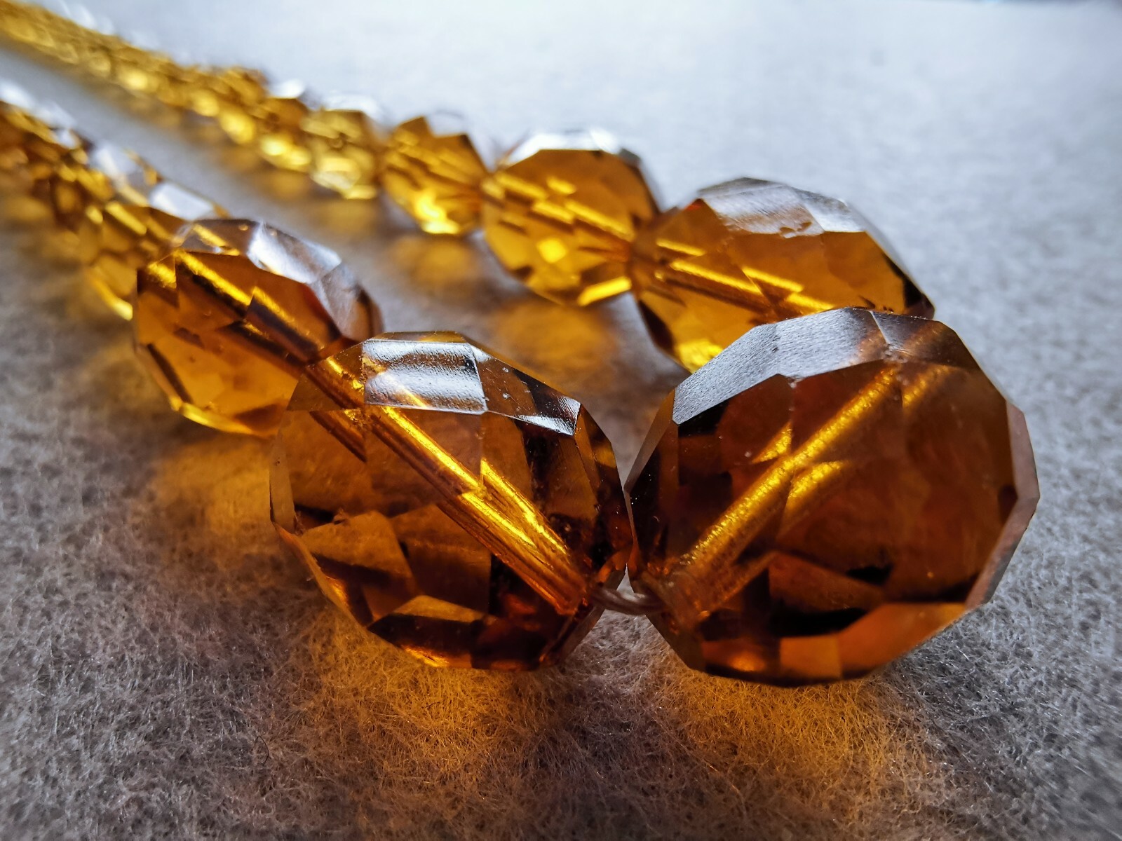 Vintage Art Deco Czech Glass Amber Color Beaded Necklace