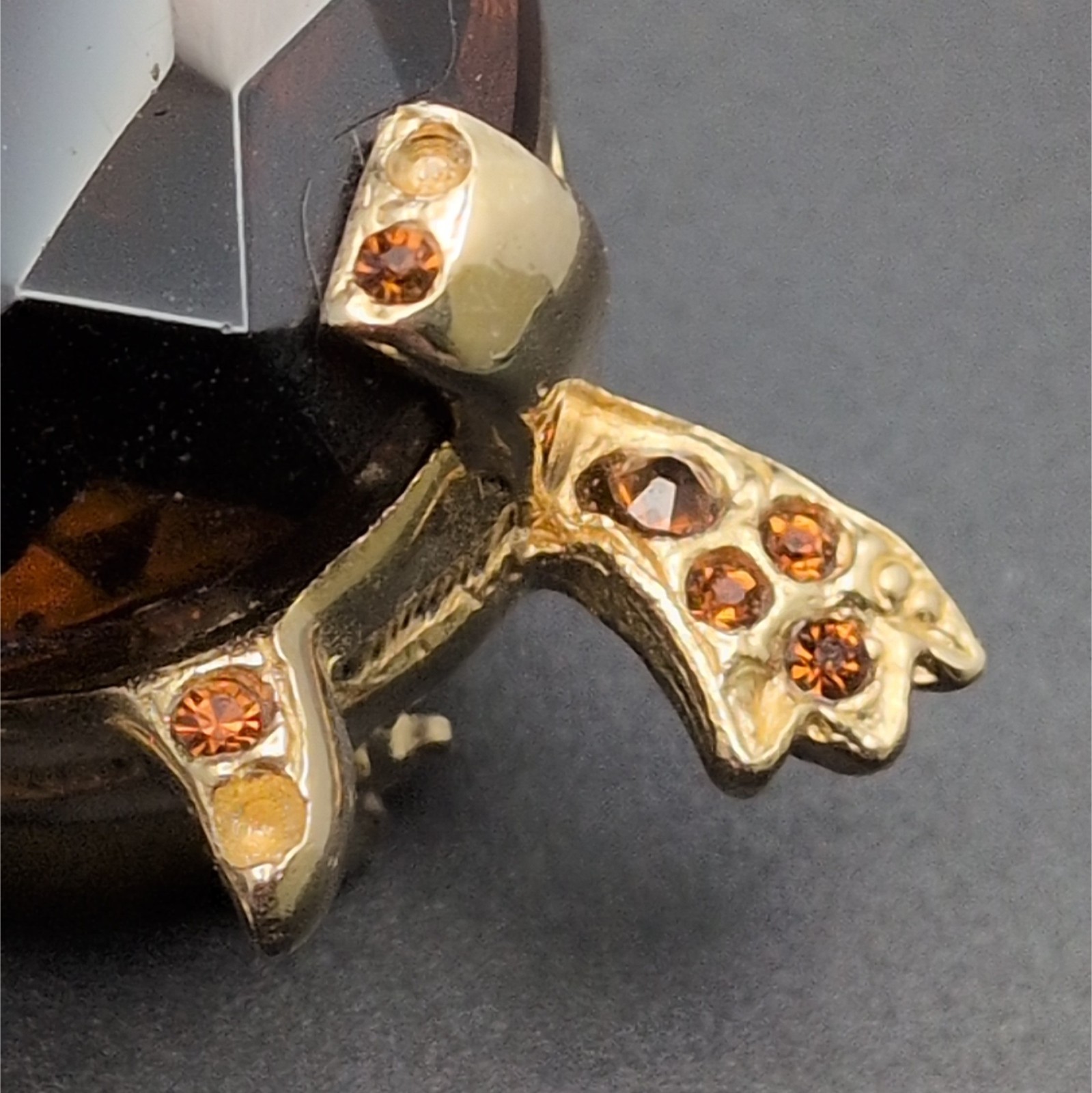 Brooch Pin Vintage DeNicola Turtle Tortoise Animal Reptile Brown Gold Tone READ