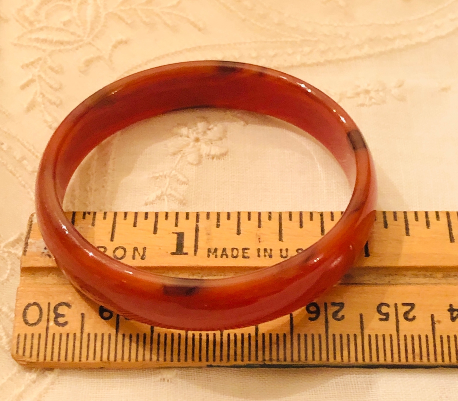 Natural Agate Bangle Bracelet Hand-Carved For Baby Child Small Adult Red 2 1/4″