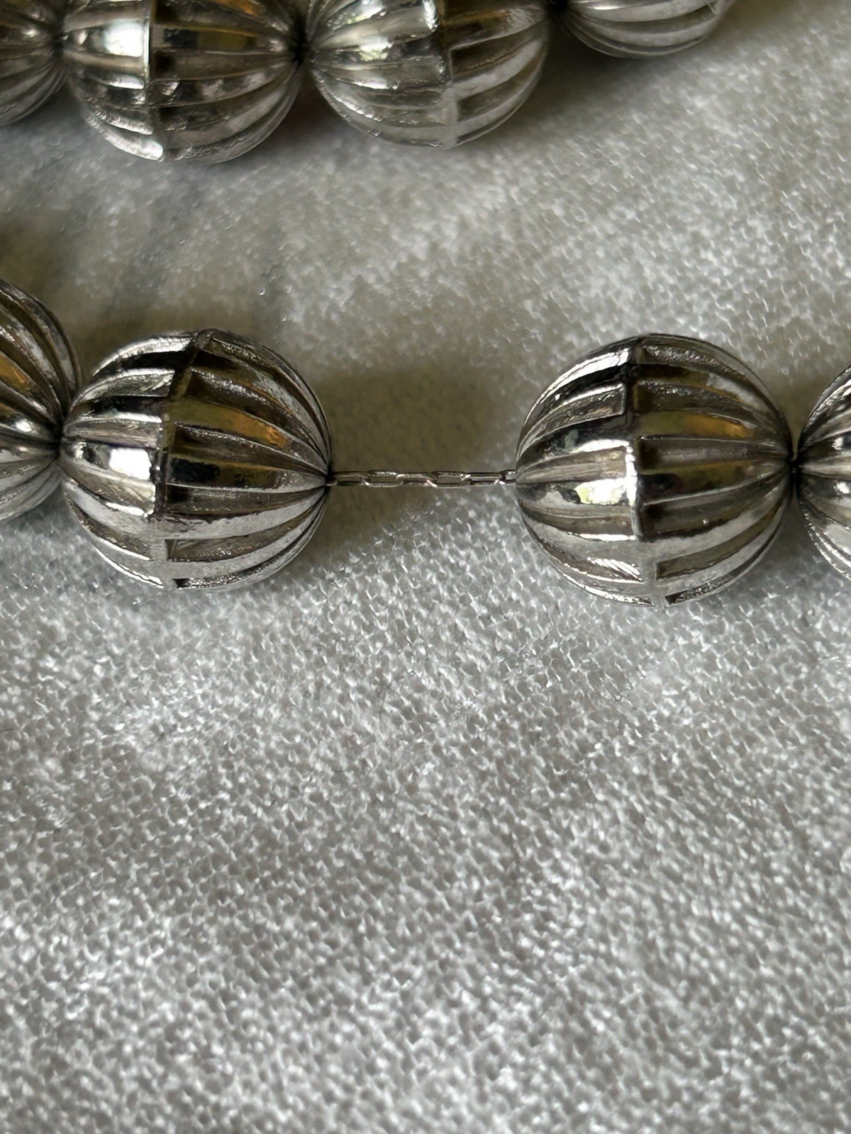 VTG Metal Beaded Necklace On Chain 23”