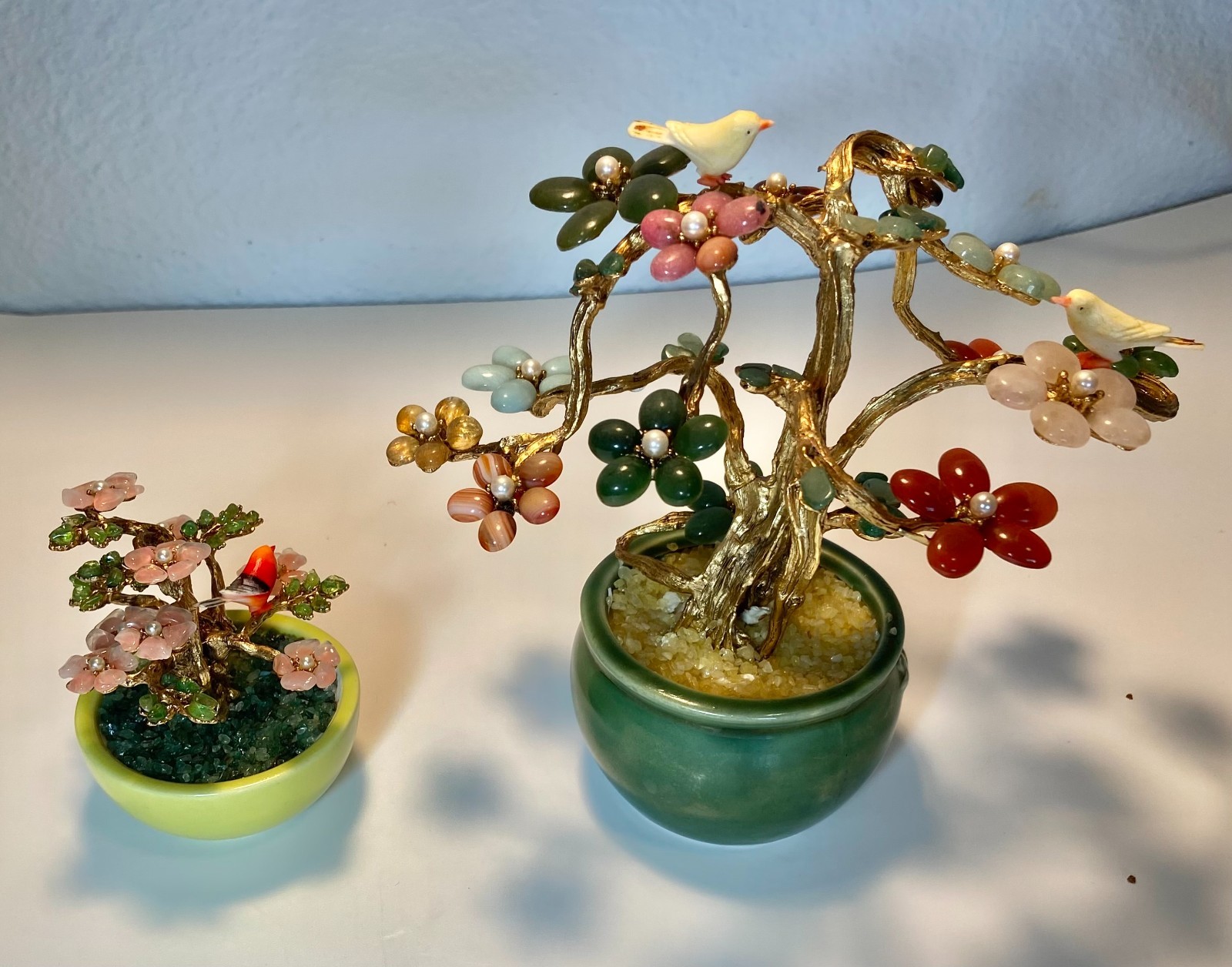 AUTHENTIC SWOBODA GEM TREE ~ROSE QUARTZ, PERIDOT, PEARL, BIRD ON TREE~STUNNING!