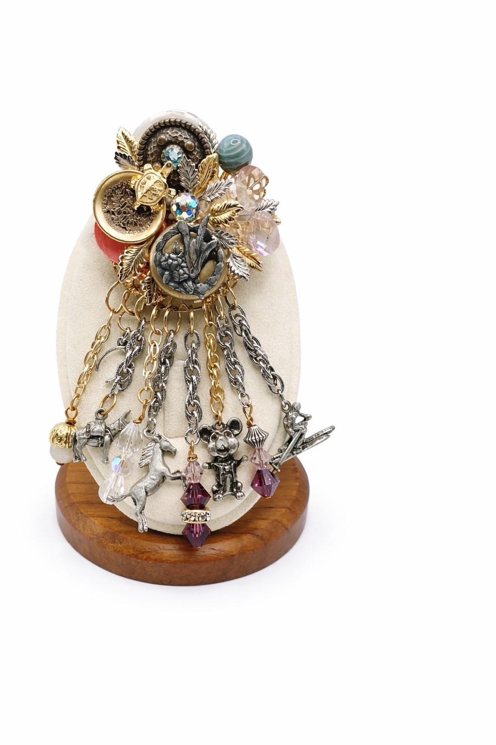 OOAK Assemblage Charm Brooch Wearable Art Dangle Statement Pin