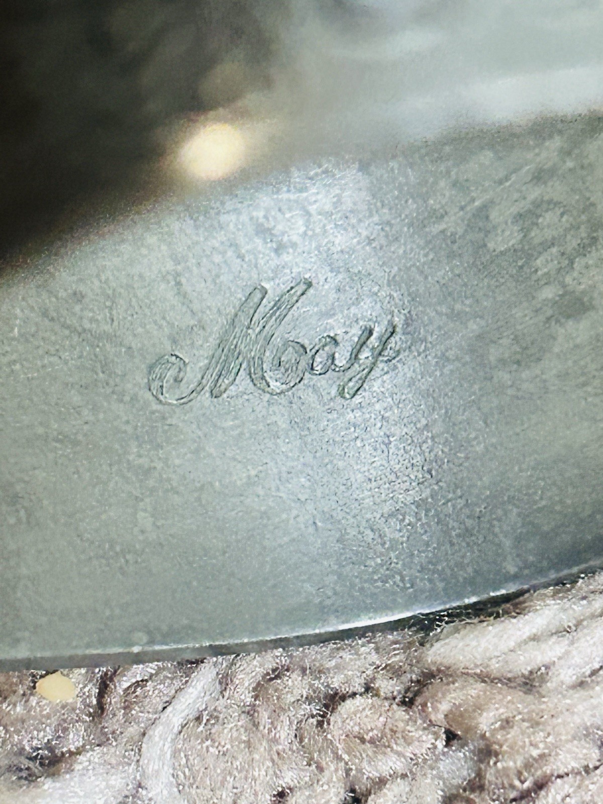 Vintage Salisbury Pewter Cuff Bracelet Floral Design Month Of May Engraved