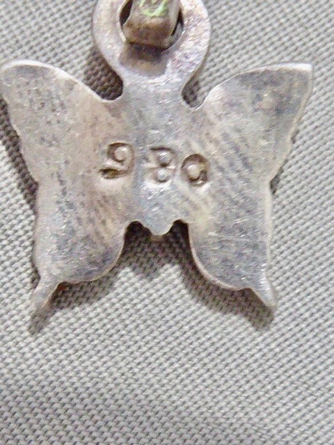 Vintage 980 STERLING SILVER YELLOW GREEN BLUE RED ENAMEL BUTTERFLY CHARM