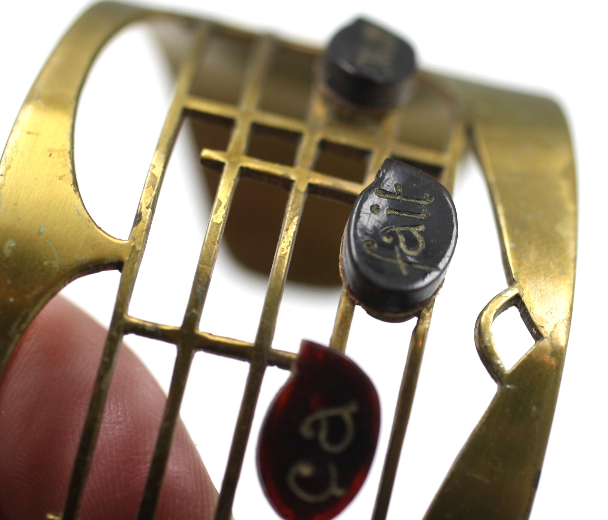 Vintage 40’s wide brass cuff Musical notes heart shape Et ca fait boum bracelet