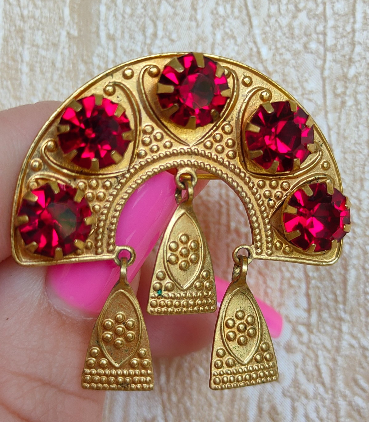 Vintage set of Soviet Czechoslovakian brooches with stones, 2 pcs. USSR.