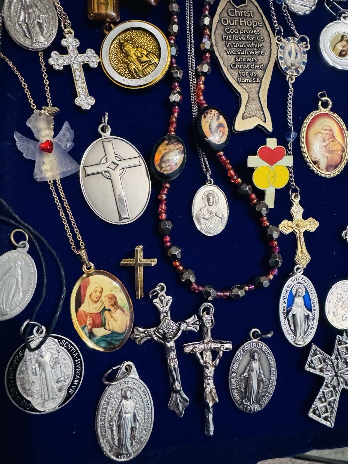 Vintage Modern Religious Cross Necklace Jewelry Lot 120+ Italy Germany Bethlehem