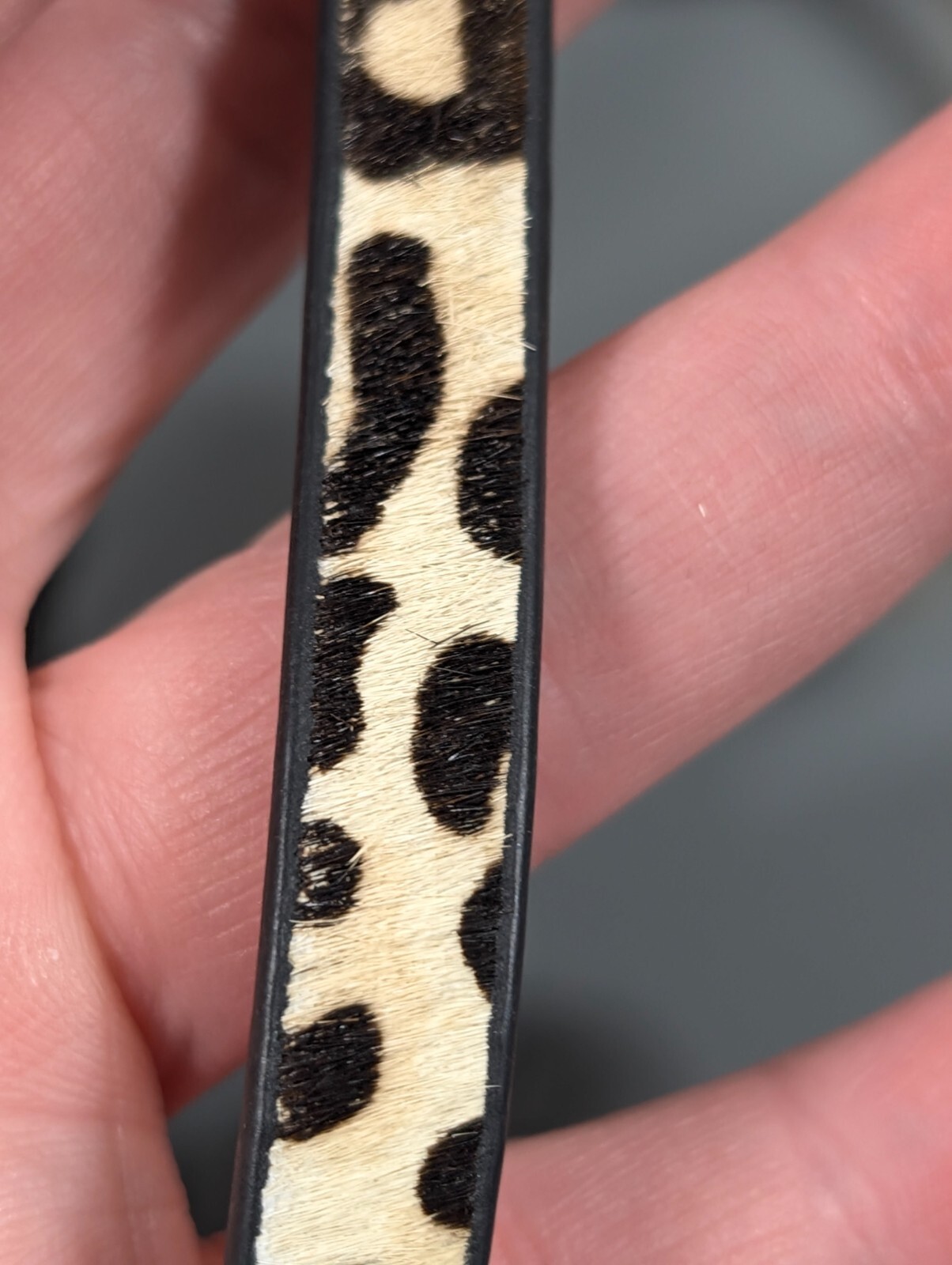 Cheetah Animal Print Faux Fur Gold Tone Hammered Wrap Bracelet 14 inch Boho