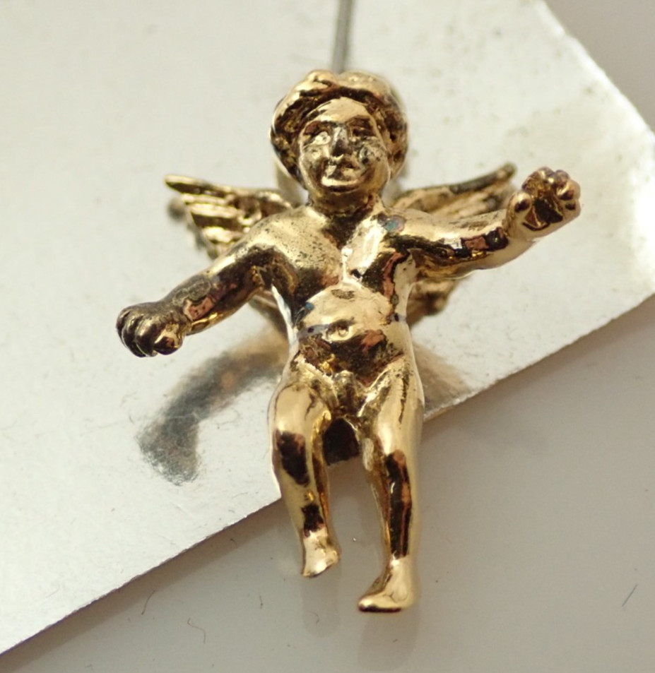 Vintage 3D Sterling Silver Vermeil Guardian Angel Pendant Bracelet Charm