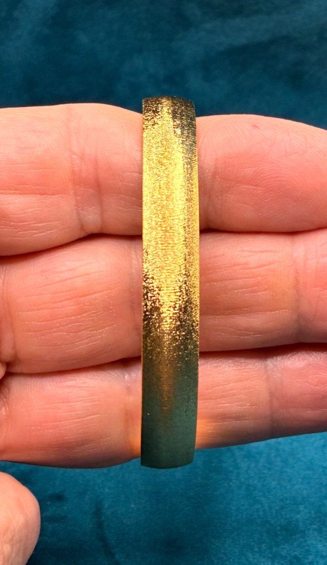 Vintage Monet Gold Tone Bangle Bracelet Brushed Finish Estate Jewelry 7 3/4″