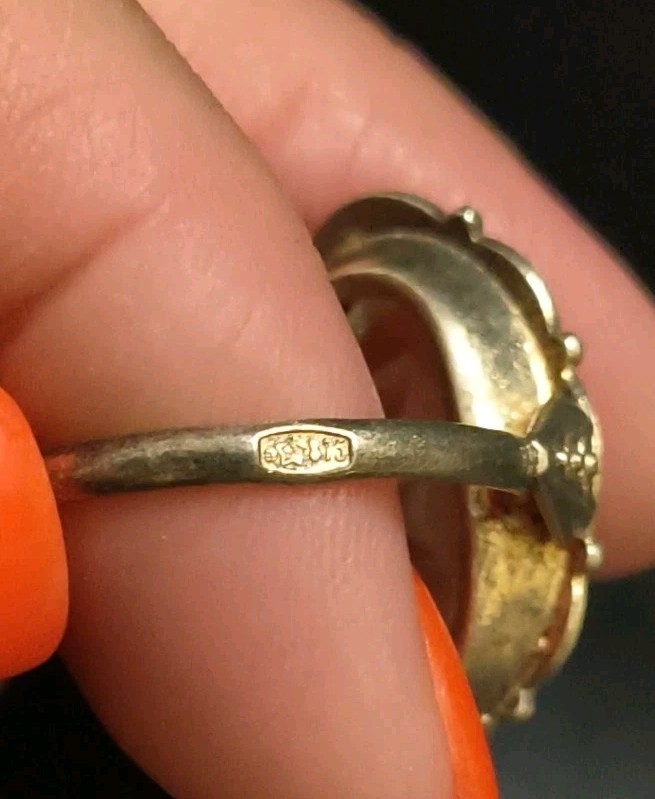 Vintage Gilt Silver Engagement Ring 875 soviet Women’s Jewelry