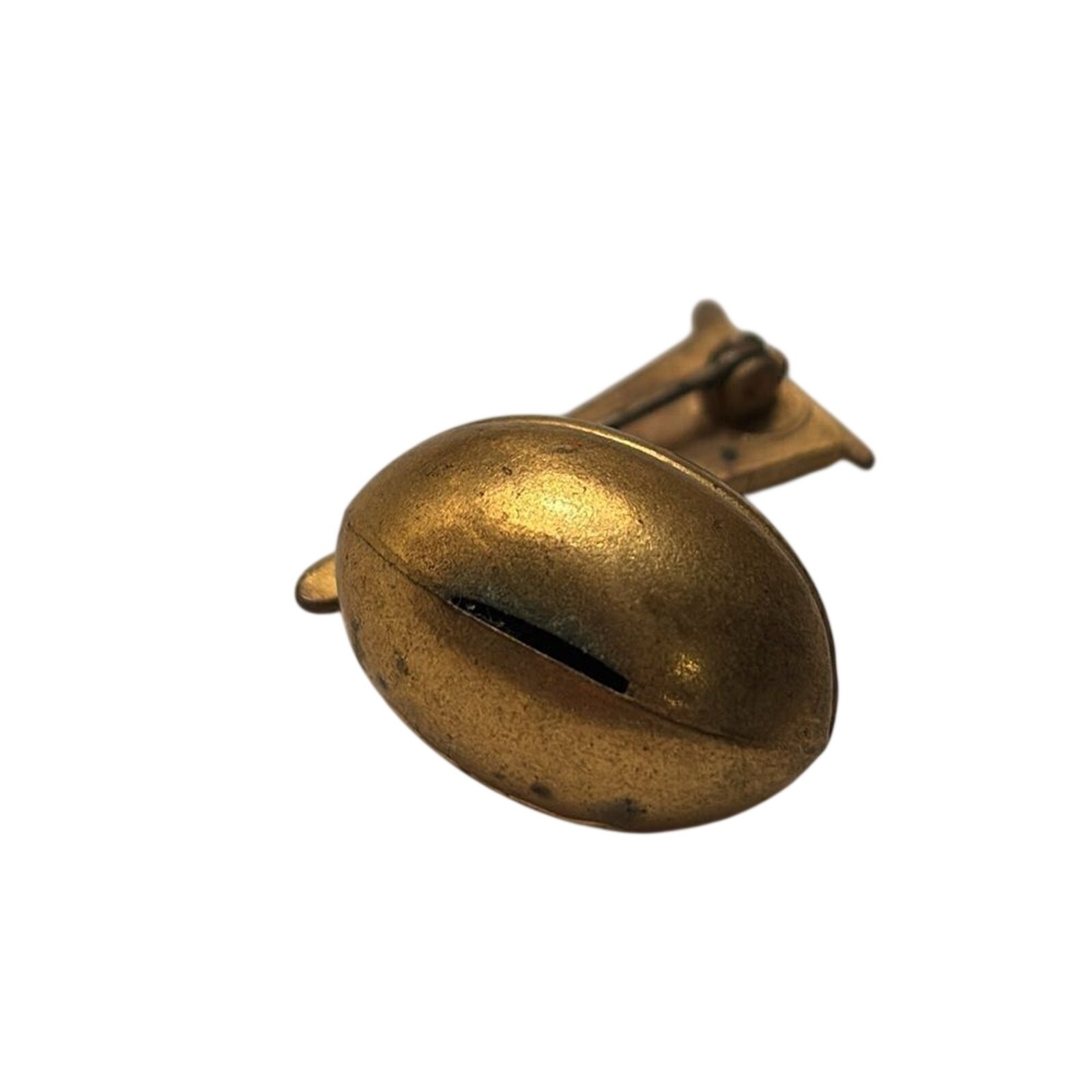 Vintage RAH RAH RAH Football Dangling Pennant Brooch Pin Gold Tone Enamel
