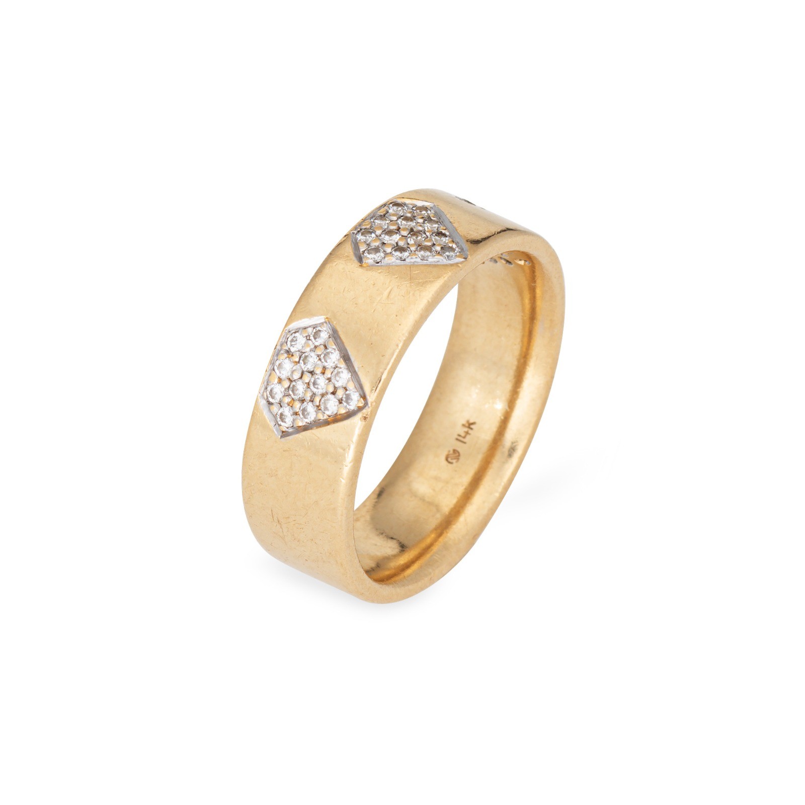 Diamond Cutout Band Sz 8.75 Ring Vintage 14k Yellow Gold Estate Fine Jewelry